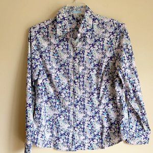 J. McLaughlin Printed Oxford Shirt Micro Floral 14